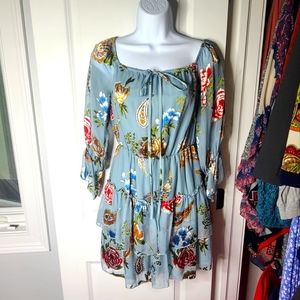 Alice & Olivia blue floral mini dress sz 4